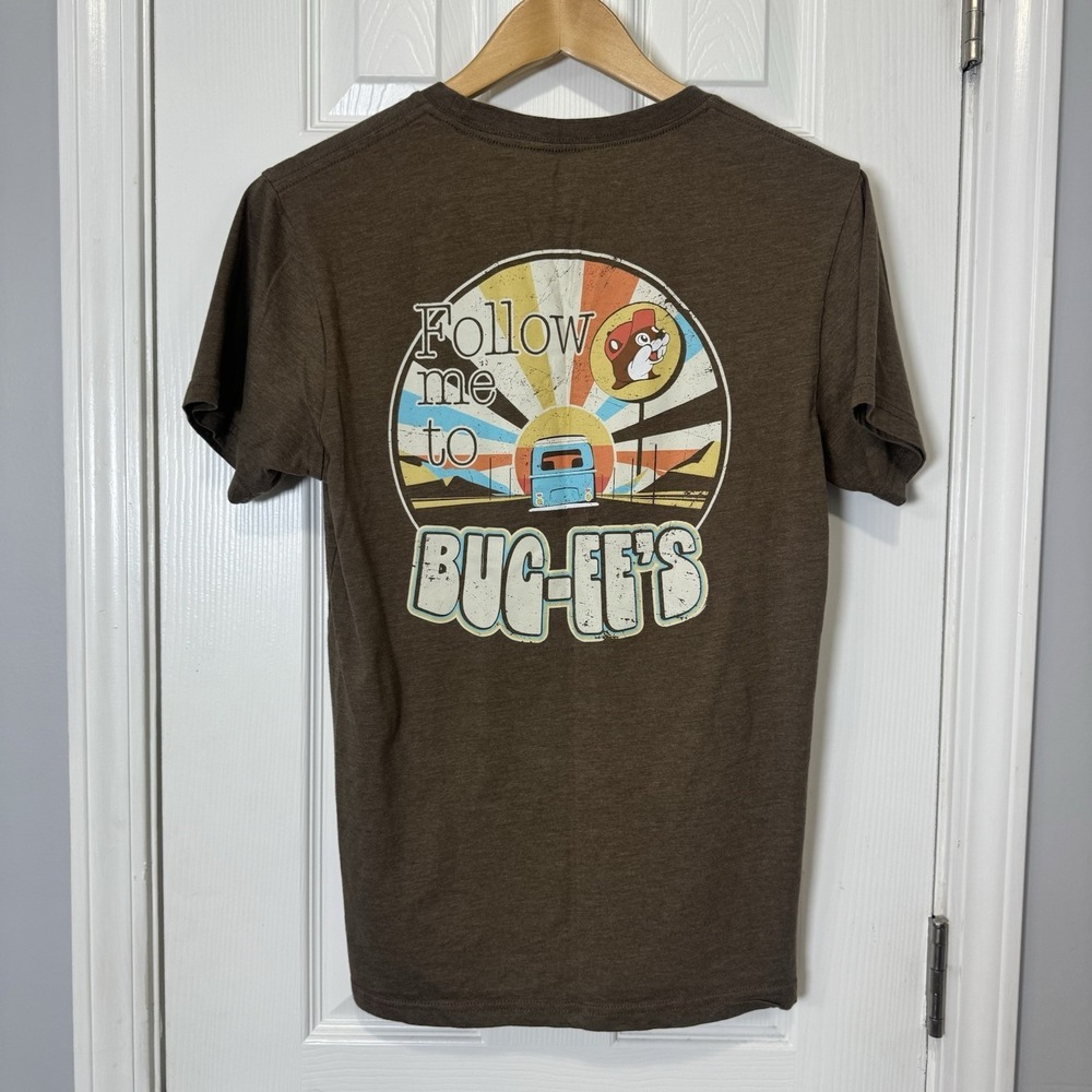 BUC-EE'S‎ Pullover T-Shirt Tee Men Small Brown Follow Me to Buc-Ee's Beaver